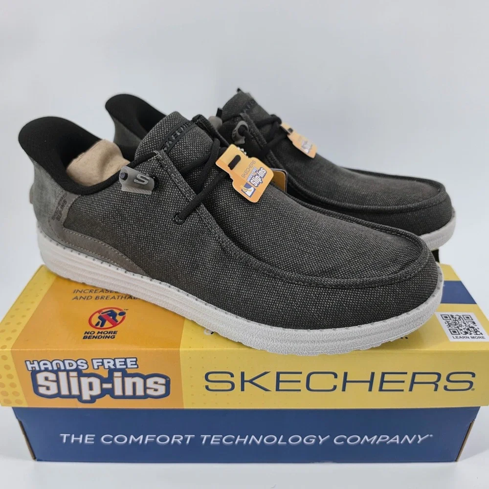 Skechers Mens Melson Coronado Slip-ins Canvas Charcoal Grey 10.5 Hands Free